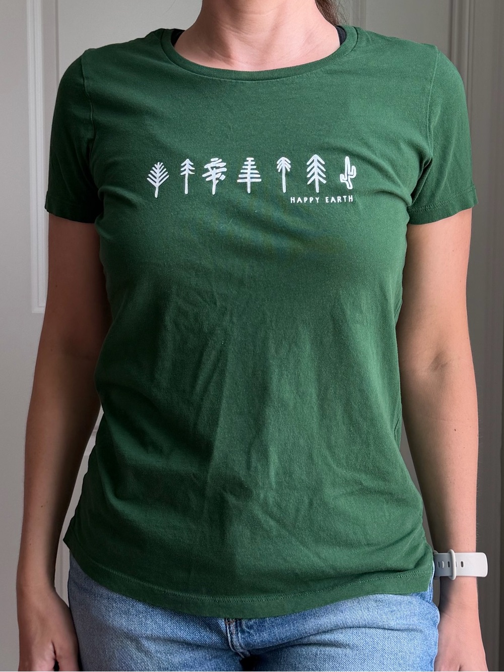 HAPPY EARTH Organic Cotton Green Graphic Short Sleeve Tee